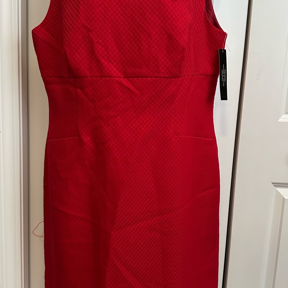 T Tahari Red Sleeveless Halter Midi Dress